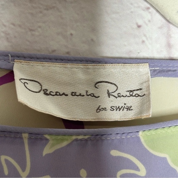 Vintage Oscar De La Renta Satin Pastel Floral Print Maxi Dress - Picture 9 of 13